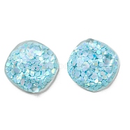 Transparent Epoxy Resin Cabochons, with PVC Sequins, Rhombus, Light Sky Blue, 9.5x6.5x3mm(CRES-A053-20B)