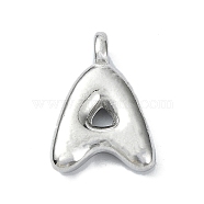 Anti-Tarnish 304 Stainless Steel Pendants, Letter Charm, Letter A, 19x13.5x4mm, Hole: 1.6mm(STAS-U033-02P-A)