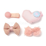 Iron Alligator Hair Clips Sets, with Cloth, Mixed Shapes, Mixed Color, 35.5~47x15~36x15~21mm, 4pcs/set(PHAR-L007-C10)
