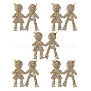 5Pcs Brass Micro Pave Clear Cubic Zirconia Pendants, Nickel Free, Couples, Real 16K Gold Plated, 18.5x18x3mm, Hole: 1mm(ZIRC-SZ0002-50)