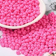 6/0 Opaque Baking Paint Glass Seed Beads, Teardrop, Hot Pink, 4.5~5x4x3~3.5mm, Hole: 0.9mm, about 5625Pcs/Pound(SEED-M012-02A-22)