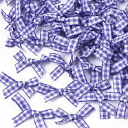 Handmade Woven Costume Accessories, Tartan Pattern Ribbon Bowknot, Medium Slate Blue, 22~26x25~35x2~5mm(X-WOVE-TAC0002-001D)