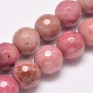 Faceted Natural Rhodonite Round Bead Strands, 6mm, Hole: 1mm, about 63pcs/strand, 15.5 inch(G-M289-02-6mm)