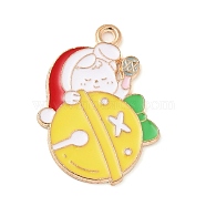 Christmas Theme Alloy Enamel Pendants, Light Gold, Bear, 25x17x1mm, Hole: 1.6mm(ENAM-C016-02B)