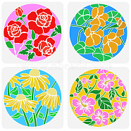 4Pcs 4 Styles Sea Animals Theme PET Hollow Out Drawing Painting Stencils, for DIY Scrapbook, Photo Album, Flower Pattern, 300x300mm, 1pc/style(DIY-WH0394-0042)