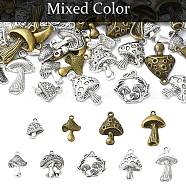 60Pcs 15 Styles Tibetan Style Alloy Pendants, Mushroom, Mixed Color, 15.5~29.4x11.5~21x1.5~6mm, Hole: 1.5~2.2mm, 4pcs/style(TIBEP-YW0001-81)