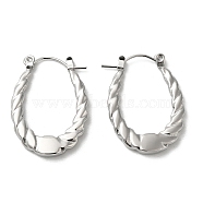 304 Stainless Steel Hoop Earrings for Women, Teardrop, Stainless Steel Color, 26x19.5x3mm(EJEW-Z026-22P)