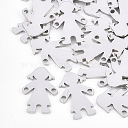 201 Stainless Steel Links connectors, Laser Cut Links, Girl, Stainless Steel Color, 16.5x11x1mm, Hole: 1.4mm(STAS-T044-28P)