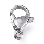 316 Surgical Stainless Steel Lobster Claw Clasps, Manual Polishing, Stainless Steel Color, 11.5x7.6x3.5mm, Hole: 1.2mm(STAS-M281-01P-D)
