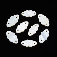 Natural Freshwater Shell Connector Charms, Oval, 19~21x9.5~11x1.5~2mm, Hole: 1.5mm(SHEL-N026-182)