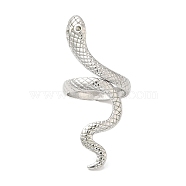 304 Stainless Steel Open Cuff Rings, Snake, Stainless Steel Color, US Size 8 1/2(18.5mm)(RJEW-K245-60P)