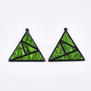 Cellulose Acetate(Resin) Pendants, Triangle, Green, 45x47.5x3mm, Hole: 1.8mm(X-KY-S158-49A)