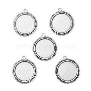 Tibetan Style Alloy Flat Round Pendant Cabochon Settings, Cadmium Free & Lead Free, Antique Silver, Tray: 20mm, 29x25.5x2mm, Hole: 1.5mm, about 313pcs/1000g(TIBEP-M022-34AS)