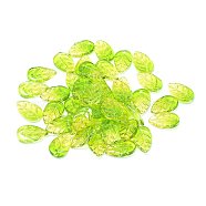 Transparent Glass Pendants, Leaf, Two Tone, Green Yellow, 18x11x3mm, Hole: 1.2mm(GLAA-H016-08H-10)