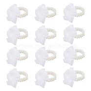 Plastic Imitation Pearl Stretch Bracelets, with Lace Edges, for Bridesmaid, Bridal, Party Jewelry, with Organza Bags, Mixed Color, 1-5/8 inch(4.3cm), Bead: 8mm, 12pcs/set(FIND-NB0001-23)