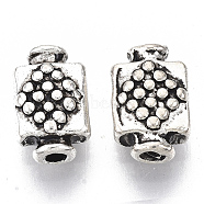 Tibetan Style Alloy Beads, Cadmium Free & Lead Free, Rectangle with Rhombus, Antique Silver, 9.5x6x4mm, Hole: 1.4mm, about 1035pcs/1000g(TIBE-R317-090AS-LF)