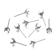 316 Surgical Stainless Steel Stud Earring Setting, Fit for Rhinestone, Stainless Steel Color, Fit for 4.5mm Rhinestone, 13.5x5mm, Pin: 0.6mm(STAS-S117-023B)