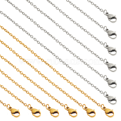 20Pcs 2 Colors 304 Stainless Steel Cable Chain Necklaces Set, for Beadable Necklace Making , Golden & Stainless Steel Color, 23.6 inch(60cm), 10Pcs/color(MAK-NB0001-28)