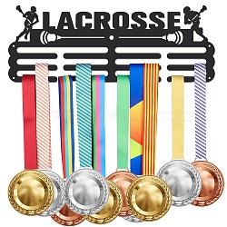 Sports Theme Iron Medal Hanger Holder Display Wall Rack, with Screws, Lacrosse Pattern, 150x400mm(ODIS-WH0021-541)