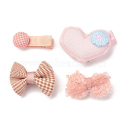 Iron Alligator Hair Clips Sets, with Cloth, Mixed Shapes, Mixed Color, 35.5~47x15~36x15~21mm, 4pcs/set(PHAR-L007-C10)