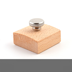 Wooden Sandpaper Grinding Block, with Stainless Steel Screw for Fixed Sandpaper Grinding Tool, Wheat, 4.5x4.5x3.2cm(PURS-PW0004-025)