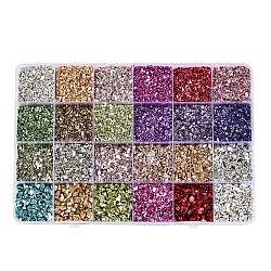 24 Grid Electroplate Glass Chip Beads, Nail Art Decoration Accessories, No Hole, Mixed Color, 2~10.5x1~5.5x0.5~4mm(GLAA-N001-05)