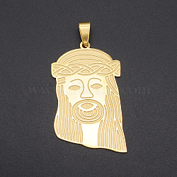 Easter 201 Stainless Steel Pendants, with Stainless Steel Snap On Bails, Jesus, Golden, 44.5x27x1mm, Hole: 4x8.5mm(STAS-T056-DA036)