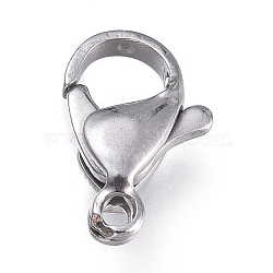 Tarnish Resistant 316 Surgical Stainless Steel Lobster Claw Clasps, Manual Polishing, Stainless Steel Color, 11.5x7.6x3.5mm, Hole: 1.2mm(STAS-M281-01P-D)