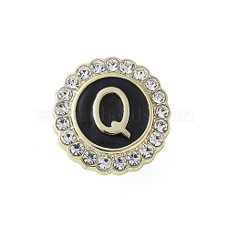 Letter Enamel Pins, Alloy Brooches for Backpack Clothes, with Clear Cubic Zirconia , Letter Q, 17.8x17mm(JEWB-S042-03Q-G)