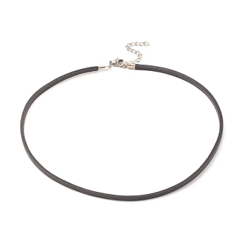 DIY Leather Choker Cord Necklace Making, with 304 Stainless Steel Chain Extender, Black, 13.78 inch(35cm), 0.3cm