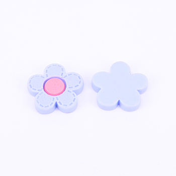 Resin Cabochons, DIY Accessories, Flower, Lavender, 17x18x3mm
