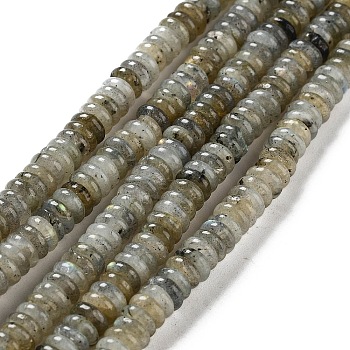 Natural Labradorite Beads Strands, Rondelle, 6~6.5x2~2.5mm, Hole: 1.2mm, about 156~158pcs/strand, 15.12~15.20 inch(38.4~38.6cm)