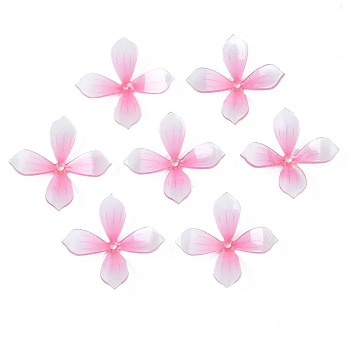 Plastic Beads, Flower, Pearl Pink, 22x22x4.5~5.5mm, Hole: 1.4mm