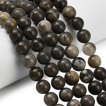 Natural Volcanic Agate Beads Strands, Round, 10~10.5mm, Hole: 0.8mm, about 37pcs/strand, 15.16''(38.5cm)