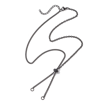 304 Stainless Steel Cable Chain & Curb Chain Slider Necklace Making, Black, 19.96 inch(50.7cm)
