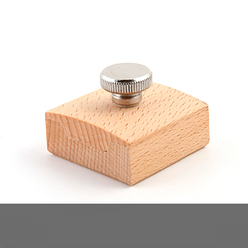 Wooden Sandpaper Grinding Block, with Stainless Steel Screw for Fixed Sandpaper Grinding Tool, Wheat, 4.5x4.5x3.2cm