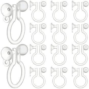 200Pcs Plastic Clip-on Earring Findings, with Loop, Earring Settings for Rhinestone, for Non-Pierced Ears, Clear, 11x9x3.5mm, Hole: 0.5mm, Fit For 3mm Rhinestone