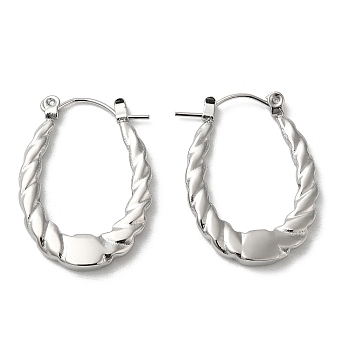 304 Stainless Steel Hoop Earrings for Women, Teardrop, Stainless Steel Color, 26x19.5x3mm
