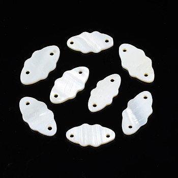 Natural Freshwater Shell Connector Charms, Oval, 19~21x9.5~11x1.5~2mm, Hole: 1.5mm