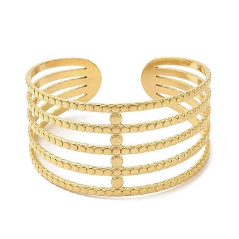Ion Plating(IP) 304 Stainless Steel Bangles, Hollow Cuff Bangles for Women, Real 18K Gold Plated, Inner Diameter: 2-1/8 inch(5.4cm)