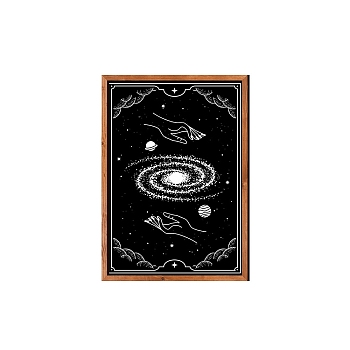Rectangle Wood Mural Painting, Self-adhesive Wall Sticker with Frame, for Living Room Bedroom Home Hallway Decor, Universe Themed Pattern, 297x210x5mm