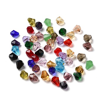 Glass Imitation Austrian Crystal Beads, Faceted, Diamond, Mixed Color, 10x9mm, Hole: 1mm