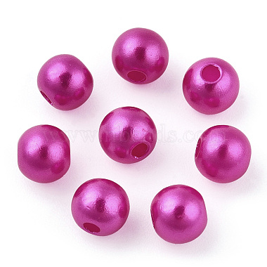 Spray Painted ABS Plastic Imitation Pearl Beads(OACR-T015-05A-14)-3