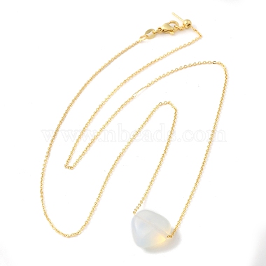 Ожерелье с подвеской в форме сердца из опалита и цепочками из золотого сплава(NJEW-G116-01E)-2