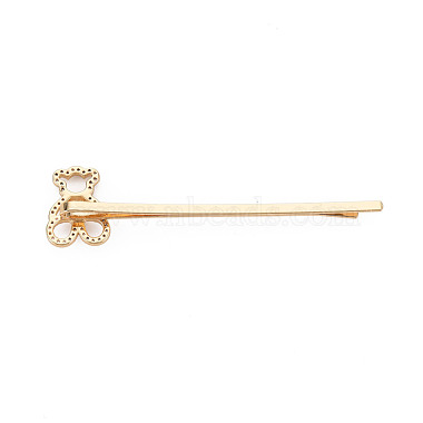Brass Pave Clear Cubic Zirconia Hair Bobby Pin Findings(KK-S356-649-NF)-2