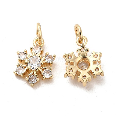 Real 14K Gold Plated Clear Snowflake Brass+Cubic Zirconia Pendants