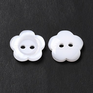 15mm White Flower Resin 2-Hole Button
