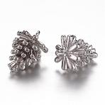 Long-Lasting Plated Brass Charms, Pine Cone, Cadmium Free & Nickel Free & Lead Free, Real Platinum Plated, 13.5x10mm, Hole: 1.5mm(KK-P060-01P-NR)