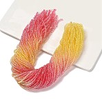 Transparent Painted Glass Beads Strands, Faceted, Rondelle, Red, 3.4x2.6mm, Hole: 0.5mm, about 135~140pcs/strand, 32~34cm(DGLA-A034-T2mm-A07)