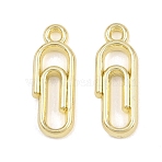 Alloy Pendants, Paper Clip Charms, Long-Lasting Plated, Rack Plating, Golden, 19x7x2.5mm, Hole: 1.6mm(AL-CBA415D-14G)